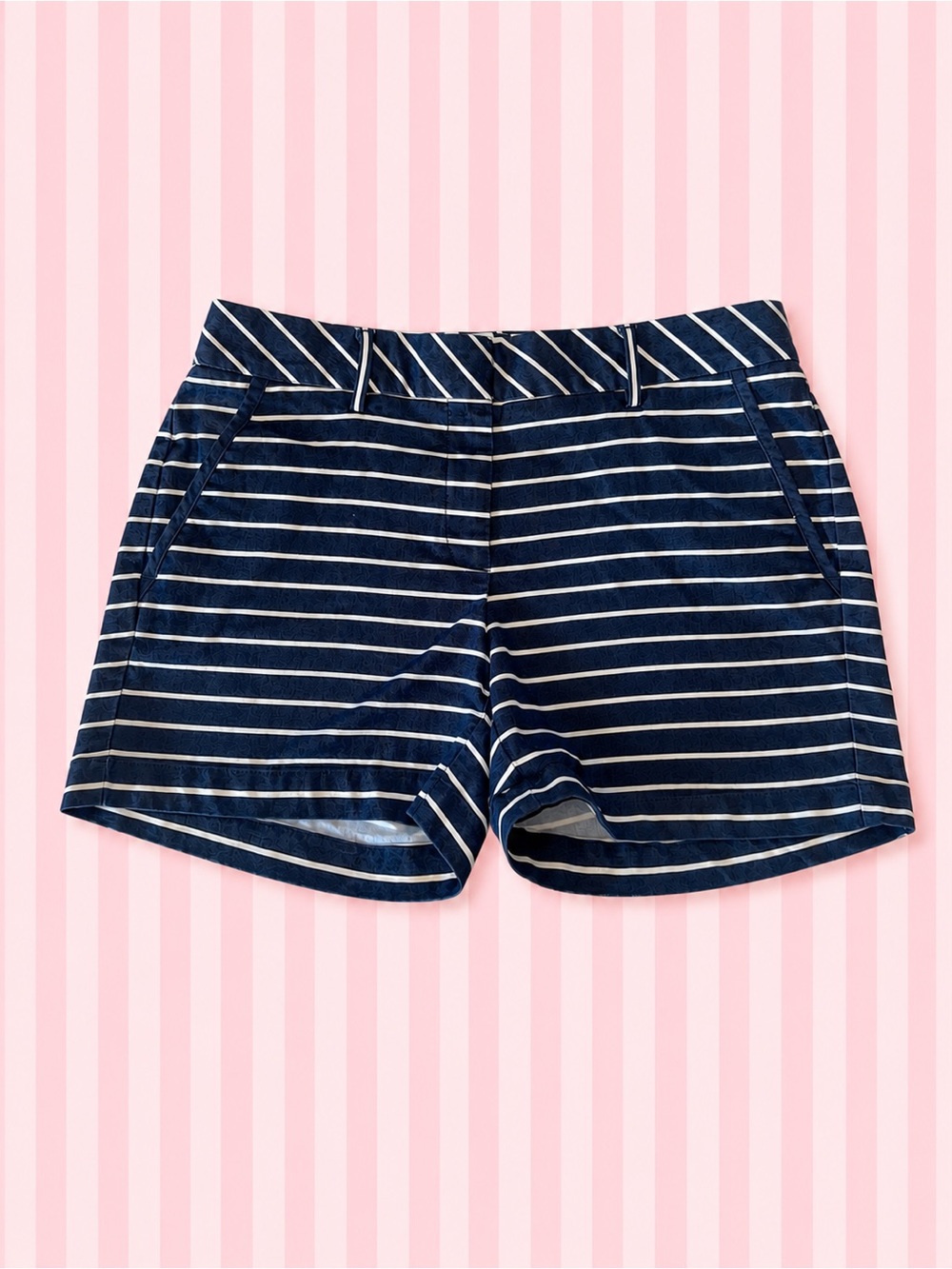 Vintage Navy & White Striped Tailored Shorts | Y2K Preppy Nautical